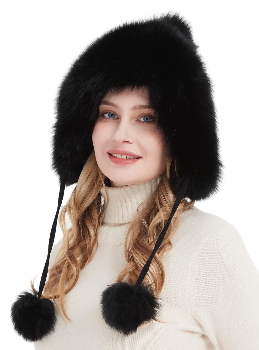1391 Real Fox Fur Trapper Hat Ushanka HatRussian Winter Fur Trooper Hat